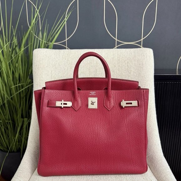 Authentic Birkin HAC 32 Haut à Courroies Fjord leather framboise satchel - Picture 1 of 13